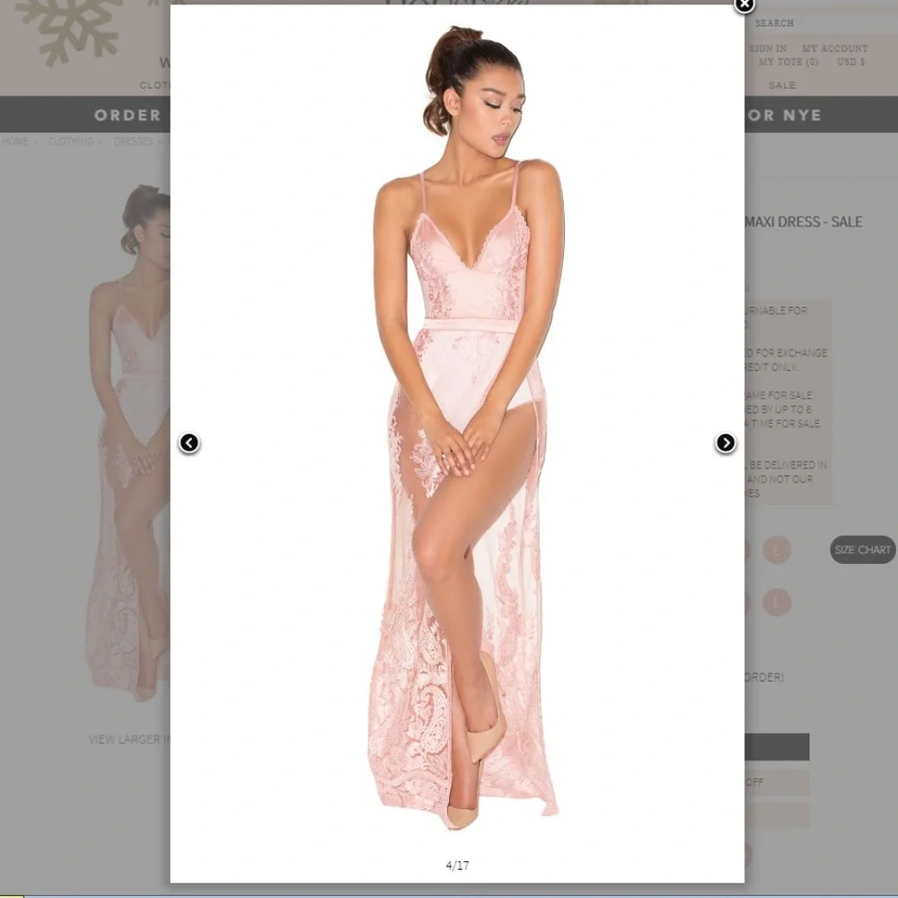 house of cb ‘Lucia' pink lace long dress - Picture 4 of 8